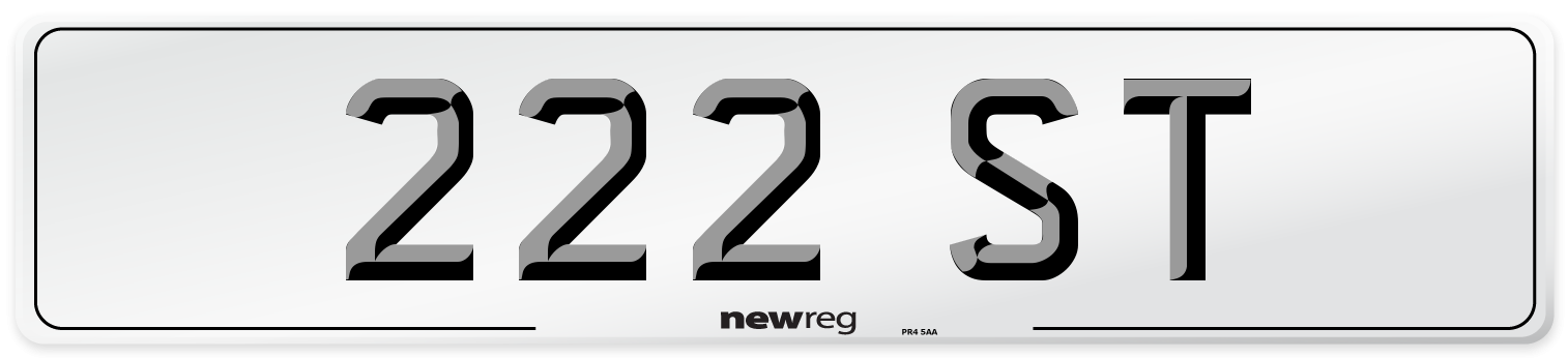 222 ST Number Plate from New Reg